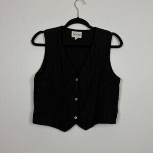 Parke Pure Linen Button Front Casual Preppy Vest Medium